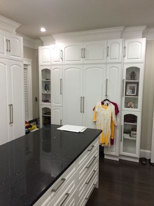 Wood Closet Organizers with Island, White Color