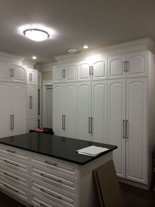 Wood Closet Organizers with Island, White Color