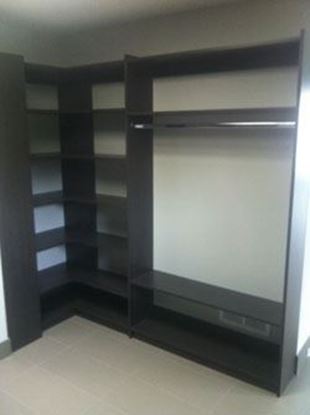 Wood Closet Organizers with Shelves and Hangs, Chocolate Color